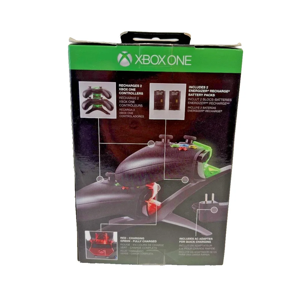 XBOX ONE BLACK DUAL CONTROLLER PDP GAMING ENERGIZER CHARGE SYSTEM NEW IN BOX